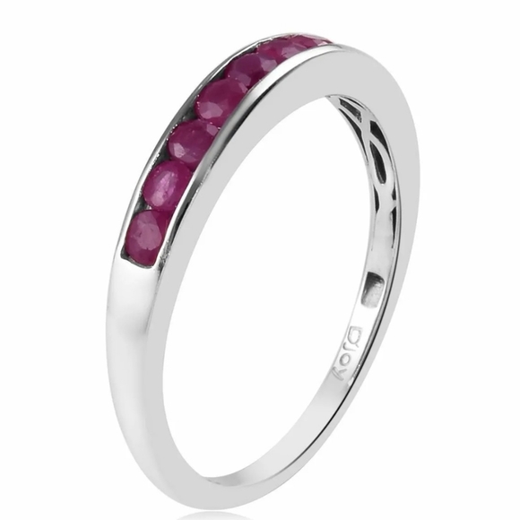 AA Burmese Rubies Ring in Platinum/Sterling Silver (Sz 7) 0.85 ctw - Picture 5 of 11